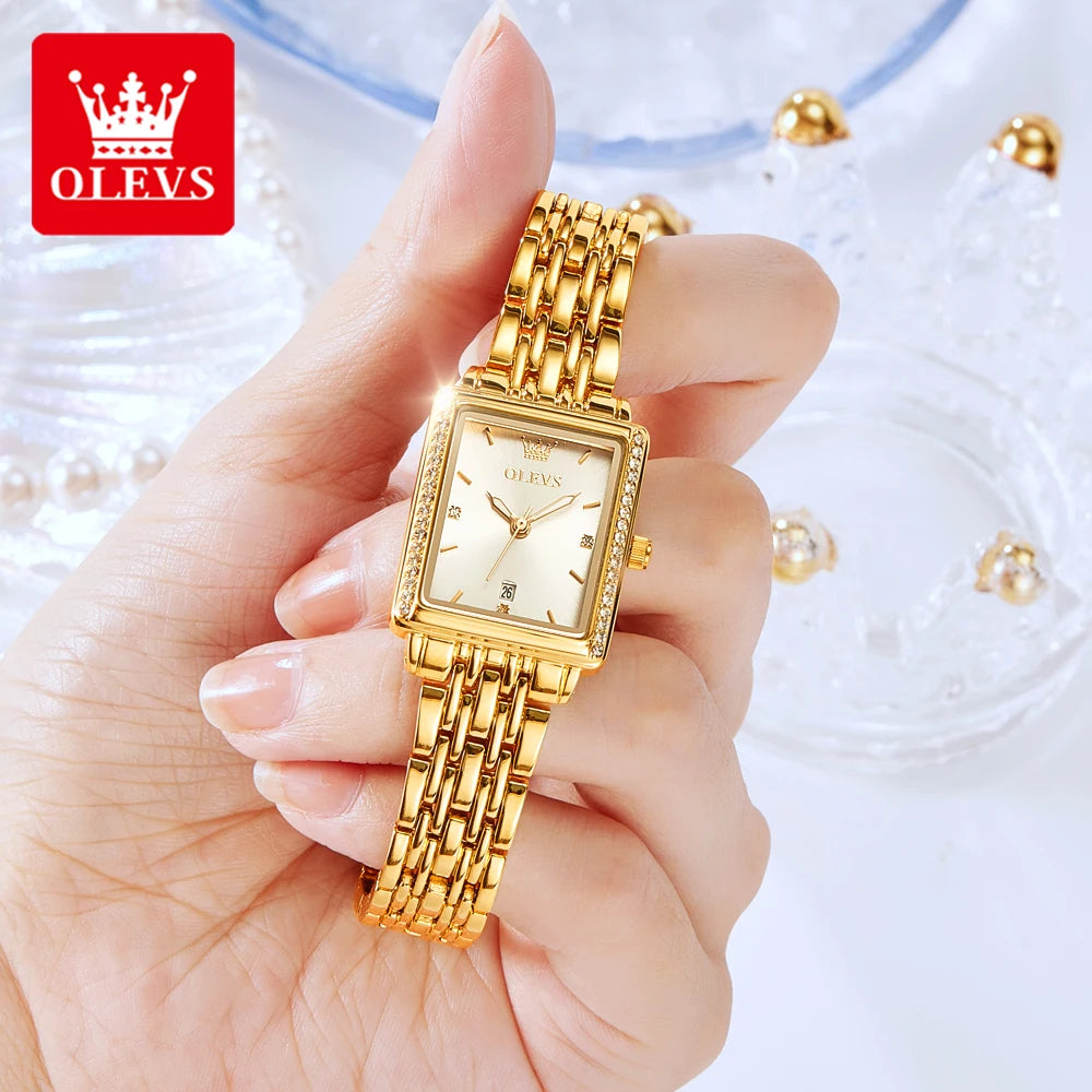 OLEVS Women's Luxury Diamond Quartz Watch – Automatic Date Display