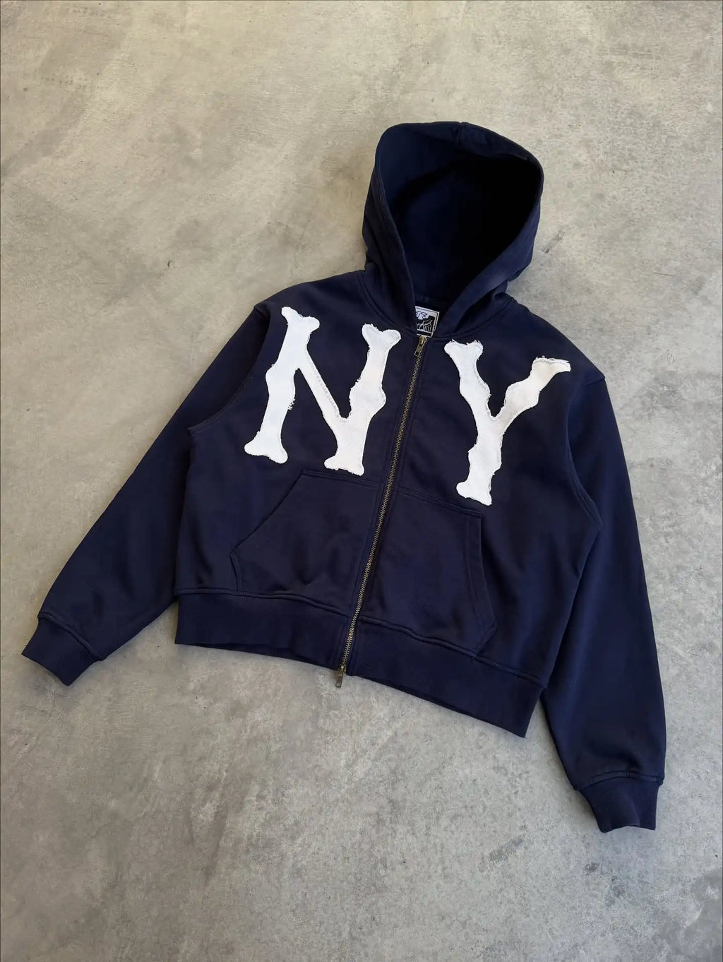 Vintage NY Letters Patch Graphic Zipper Hoodie Y2k Sweatshirt Women Mens Hip Hop Streetwear Oversized Hoodie Jacket Clothes