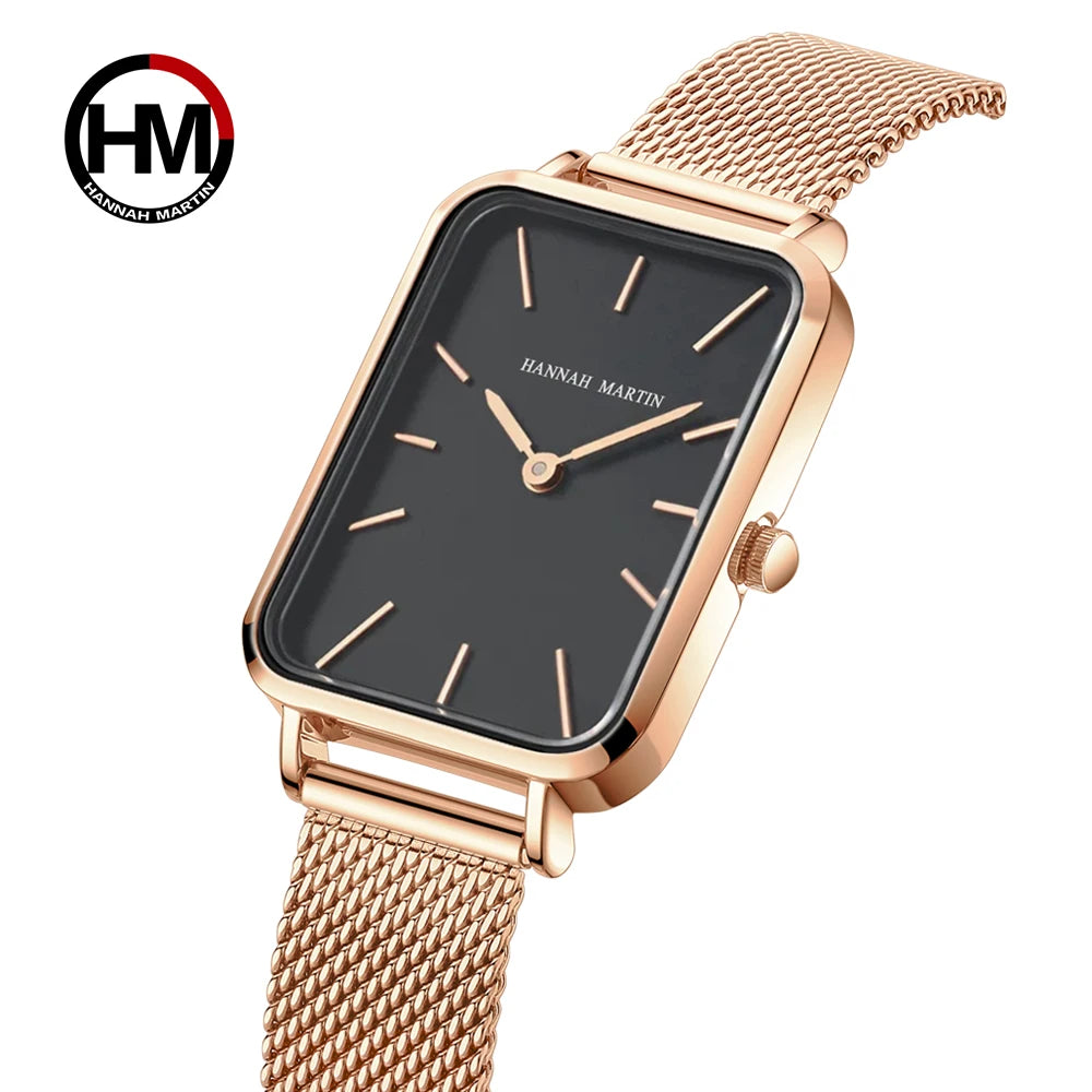 Rectangle Ultrathin Nordic Simple Style Japan Quartz Movement Fashion Stainless Steel Mesh Silvery Bracelet Belt Ladies Watches