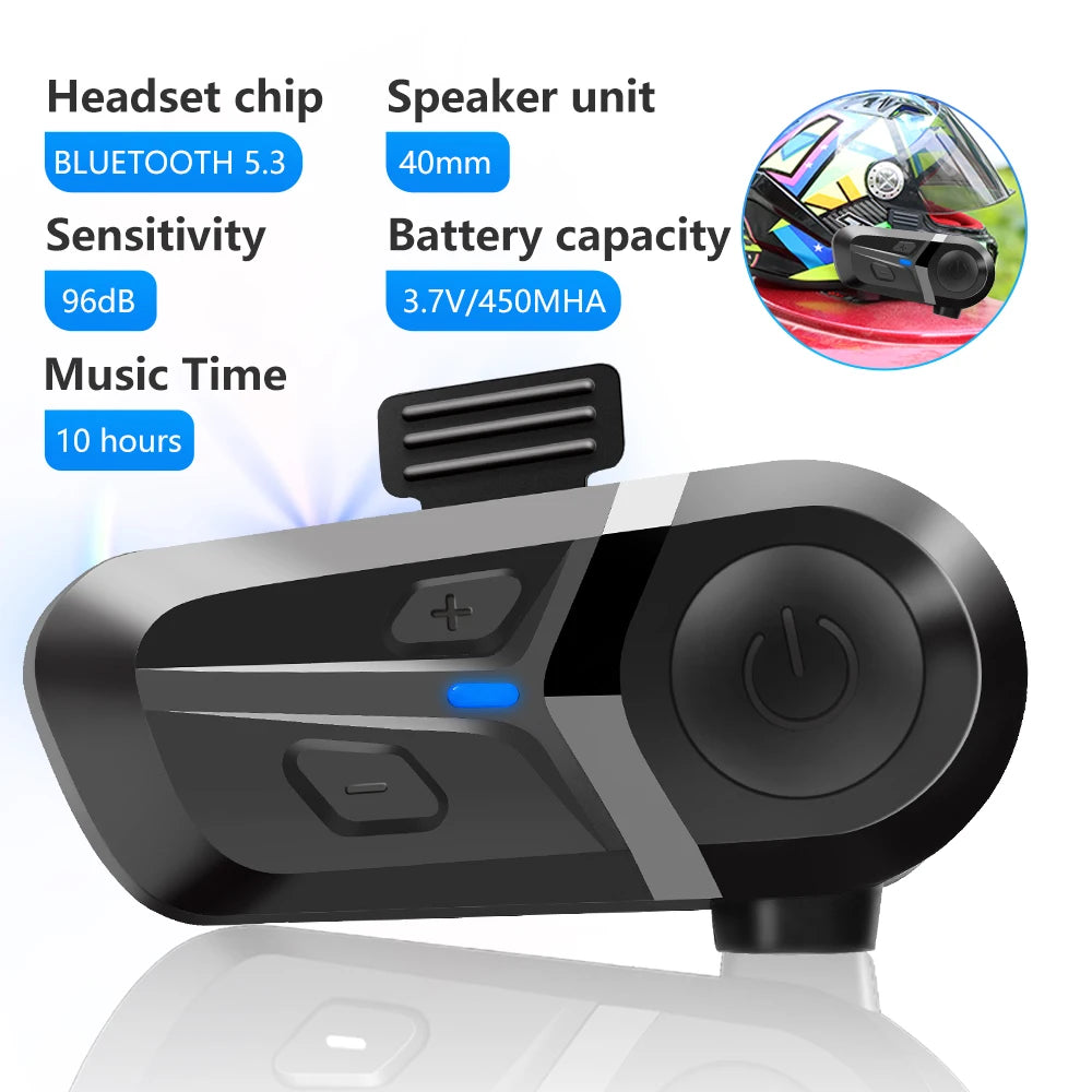 Bluetooth 5.3 Motorcycle Helmet Headset – Wireless Hands-Free, Waterproof Speaker & Music Player