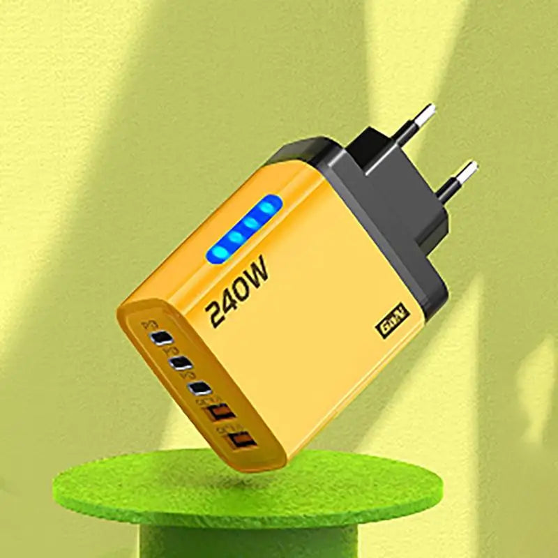 240W 5-Port GaN Charger – PD & QC3.0 USB-C Fast Charging for Travel & Office