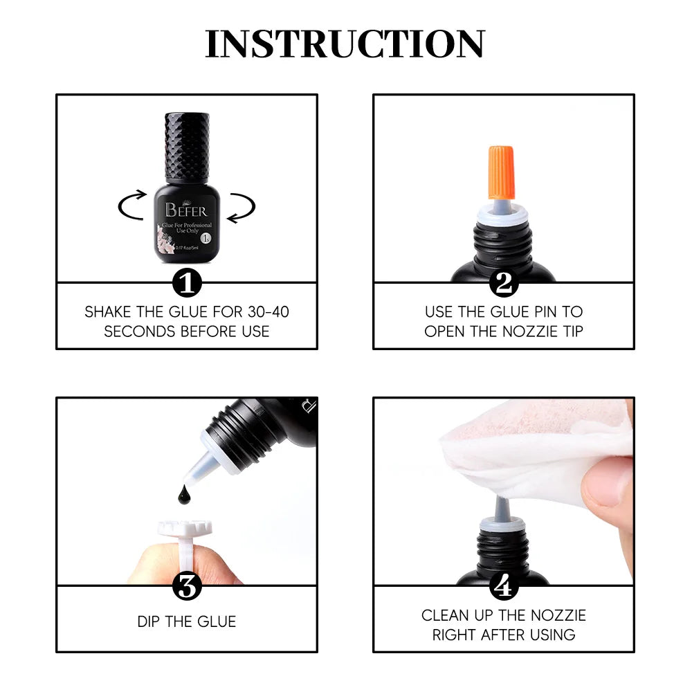 Fast-Drying Lash Extension Glue – Strong Hold Adhesive for Individual & Cluster Lashes