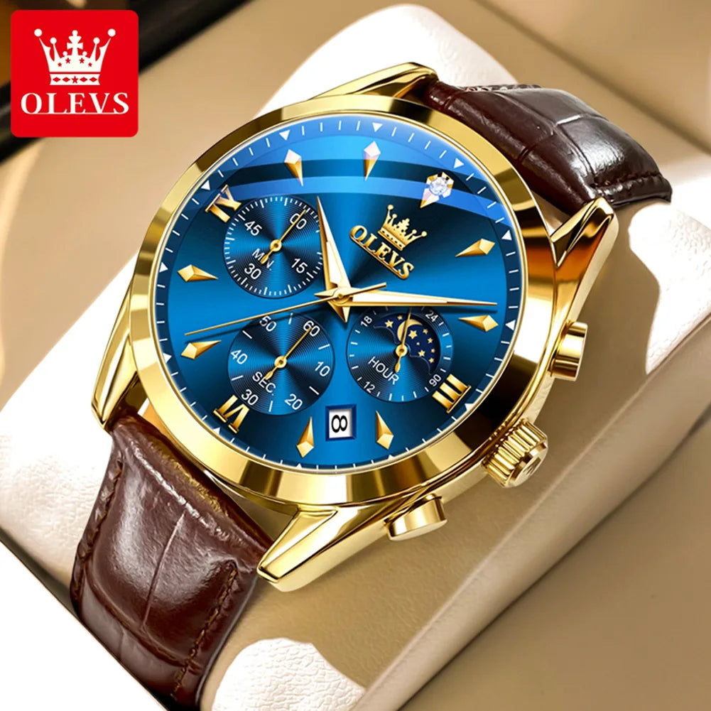 OLEVS Men's Luxury Multifunctional Quartz Watch – Luminous Waterproof