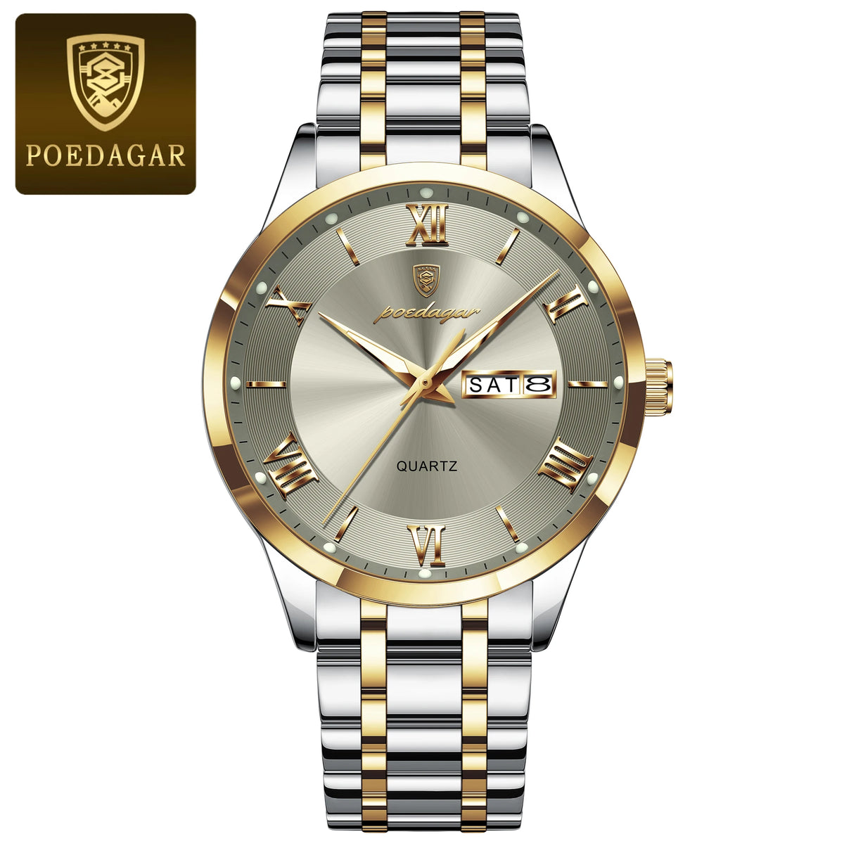 POEDAGAR Men's Luxury Sports Quartz Watch – Date & Week Display