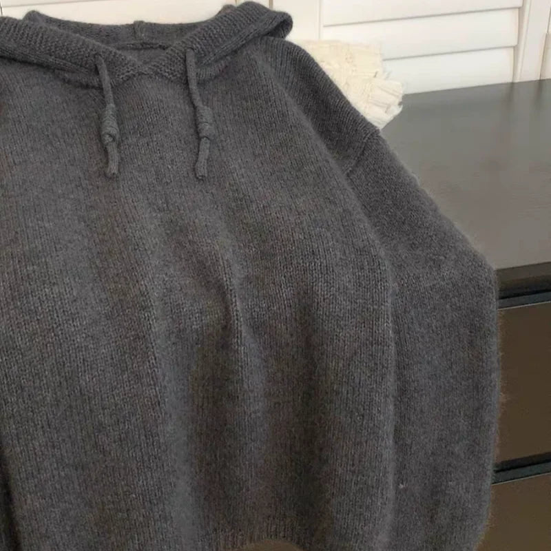 Women's 100% Wool Knit Hoodie Sweater