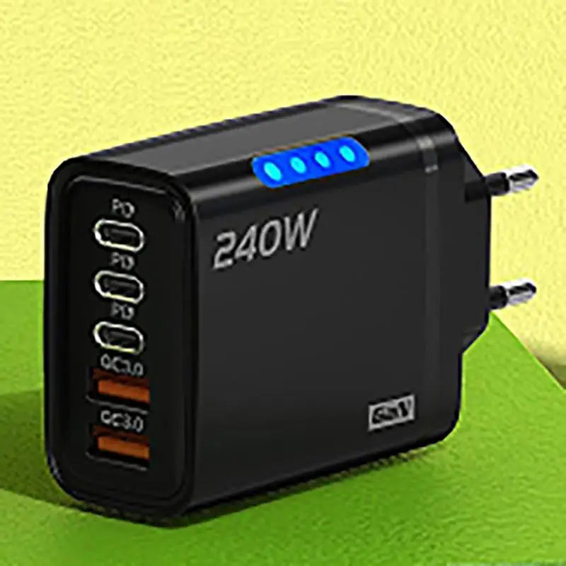 240W 5-Port GaN Charger – PD & QC3.0 USB-C Fast Charging for Travel & Office