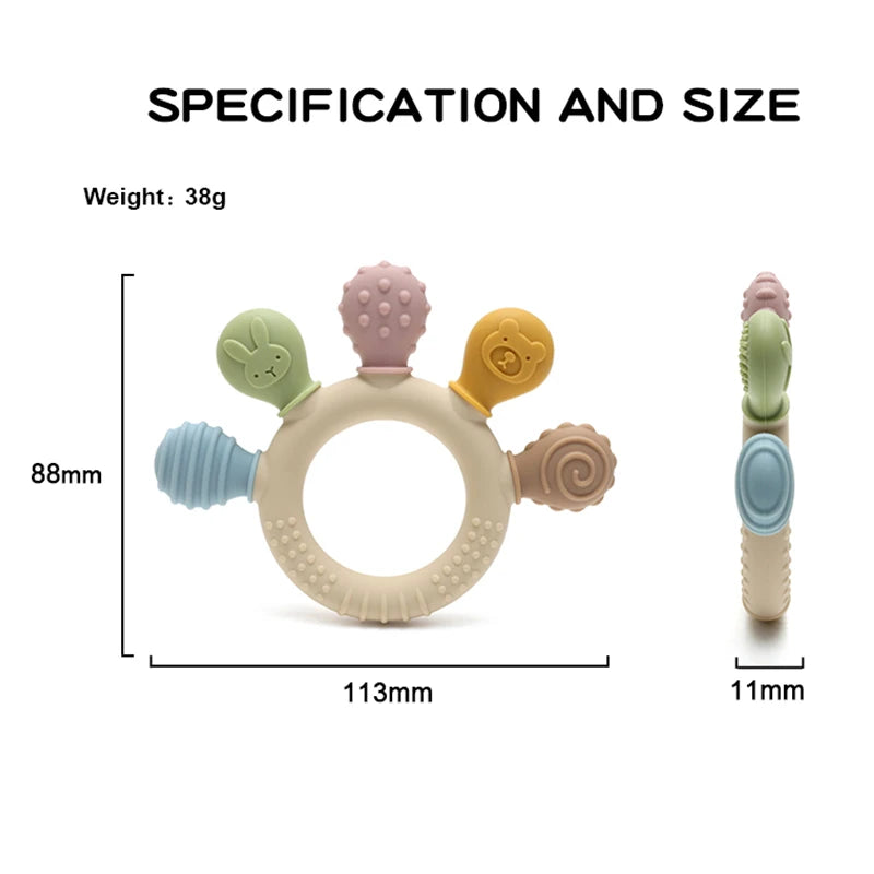 BPA Free Baby Silicone Teether - Safe & Fun Chewing Toy for Your Little Ones - Pretty & Polished