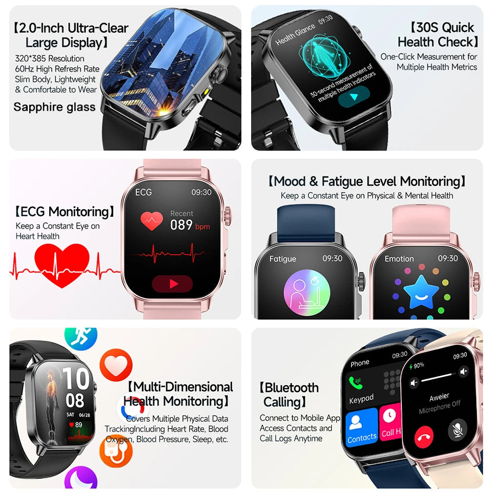 Smart Health Watch – ECG+PPG, Blood Pressure & AMOLED Display