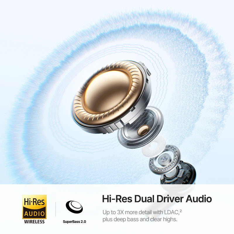 Baseus Bass EP10 Ultra Wireless Earbuds – Bluetooth 6.0, -55dB ANC, 65Hr Playtime & 6 Mics