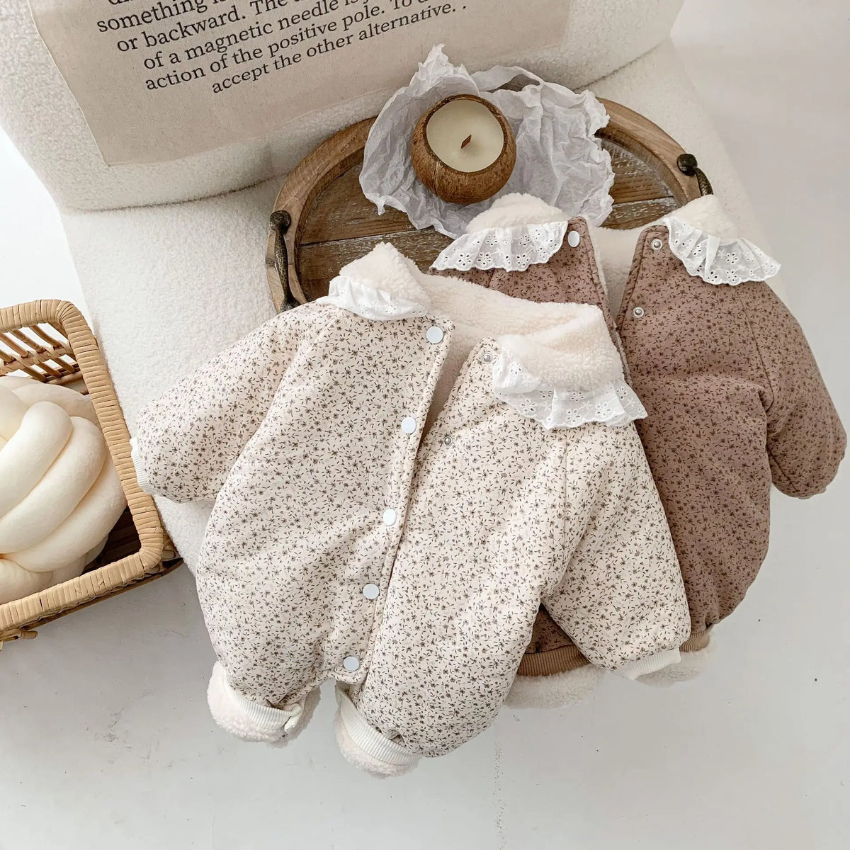 Korean Baby Cotton Jumpsuit - Cozy Floral Hooded Snuggles for Your Little One