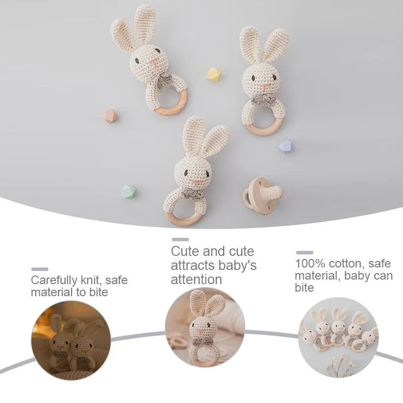 Gentle Relief: Wooden Baby Teether Rattle - Natural Comfort for Teething Tots - Pretty & Polished