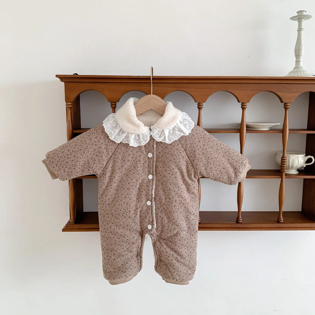 Korean Baby Cotton Jumpsuit - Cozy Floral Hooded Snuggles for Your Little One