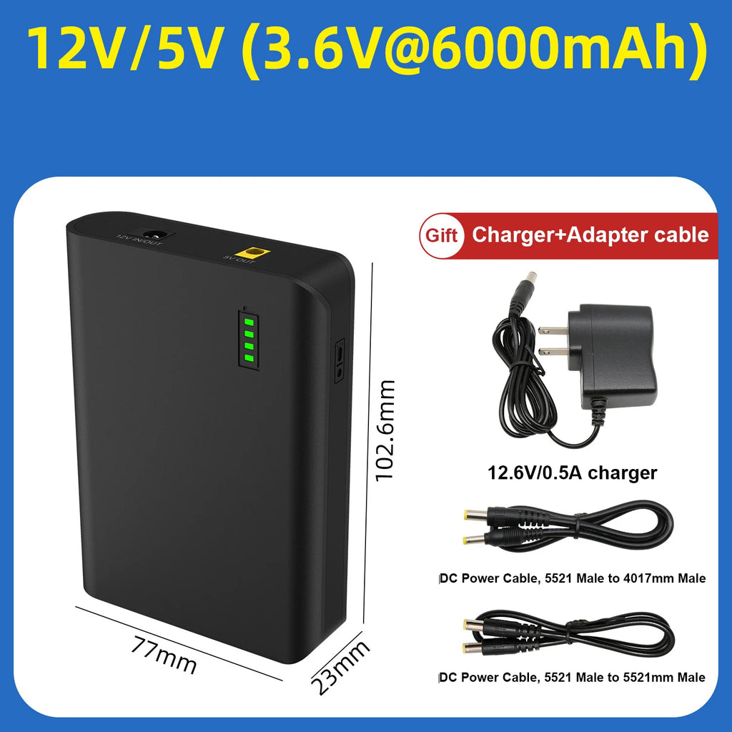 12V Portable Power Bank – 18650 Lithium Battery Pack, Small Size & Large Capacity