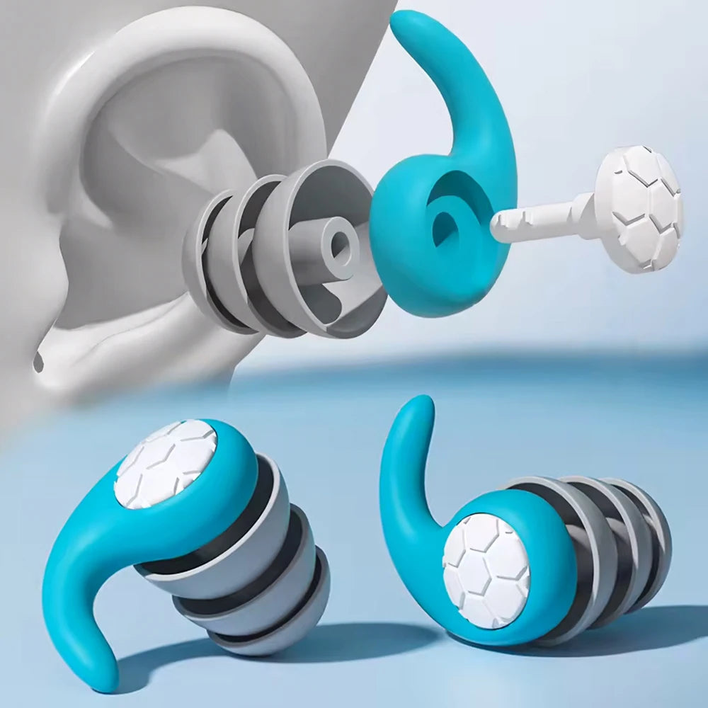 Silicone Noise Cancelling Earplugs – 3-Layer Waterproof Mute Plugs for Sleep & Swimming