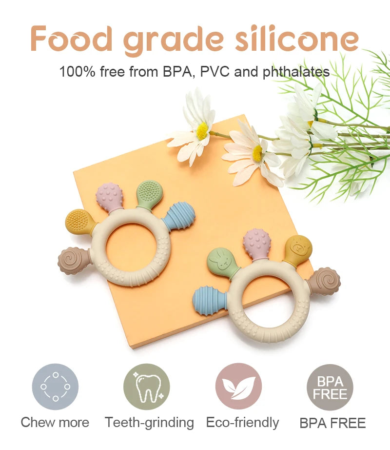 BPA Free Baby Silicone Teether - Safe & Fun Chewing Toy for Your Little Ones - Pretty & Polished