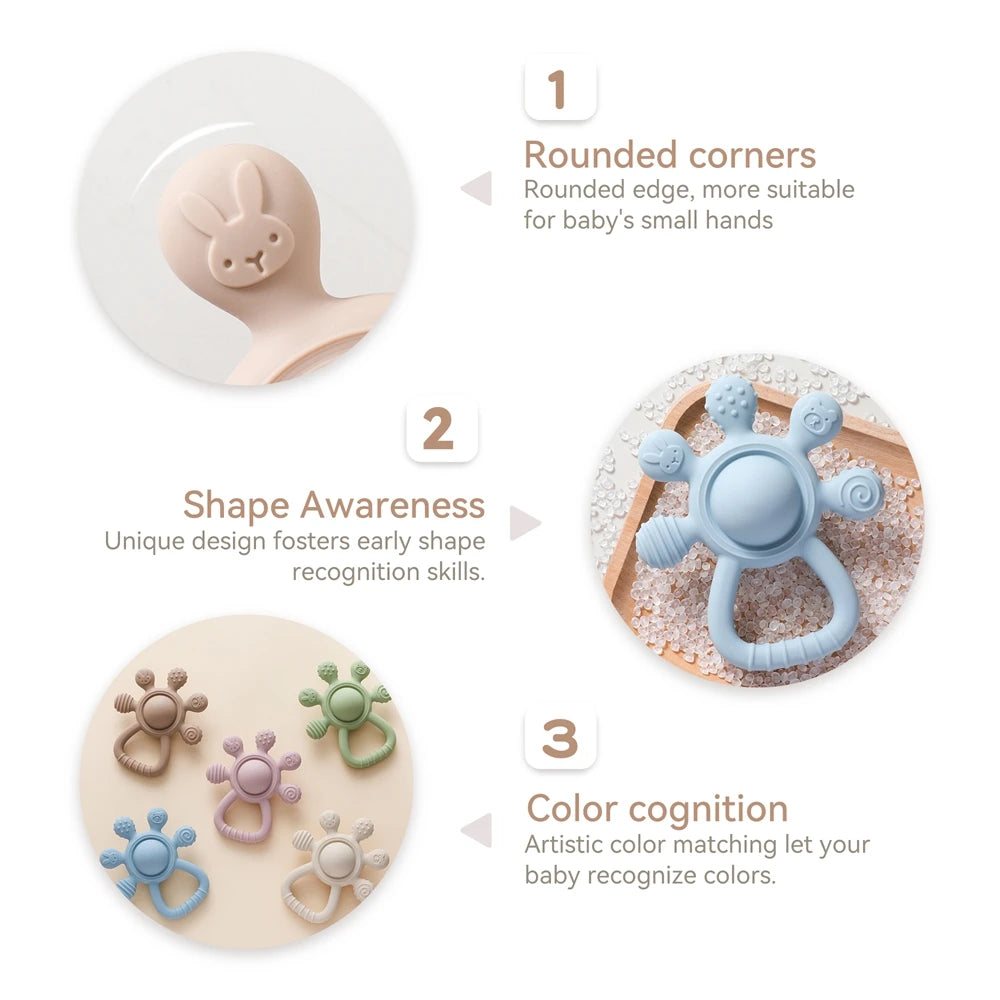 Gentle Gum Relief and Fun Playtime - BPA Free Silicone Baby Teether - Pretty & Polished