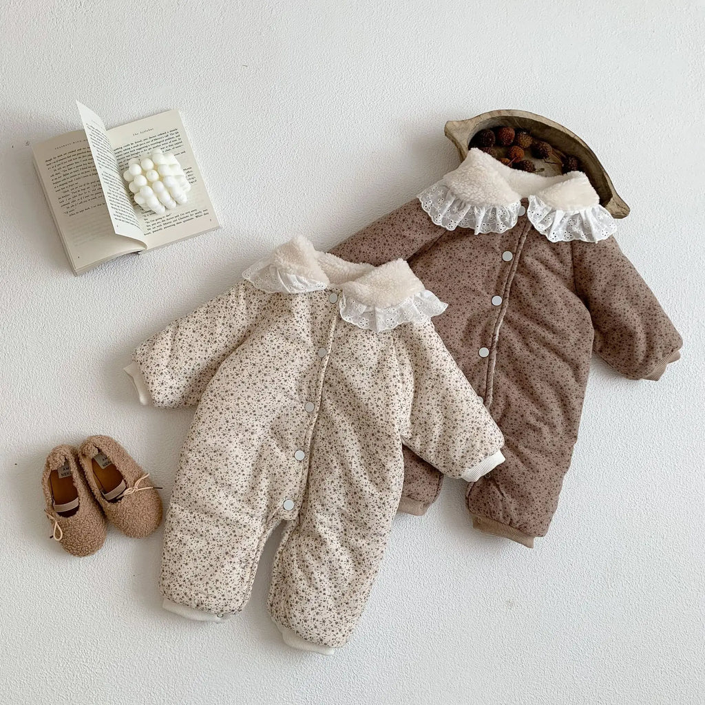 Korean Baby Cotton Jumpsuit - Cozy Floral Hooded Snuggles for Your Little One