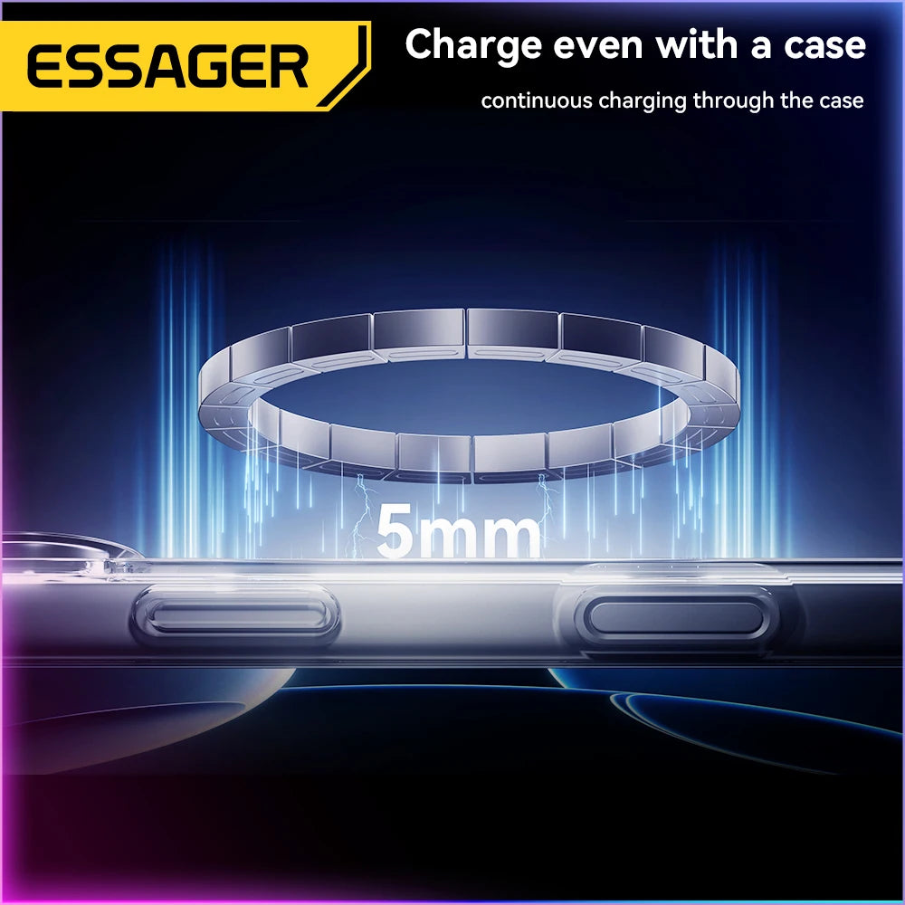 ESSAGER 15W Magnetic Wireless Charger Pad – Qi2 Fast Charging for iPhone 14–17