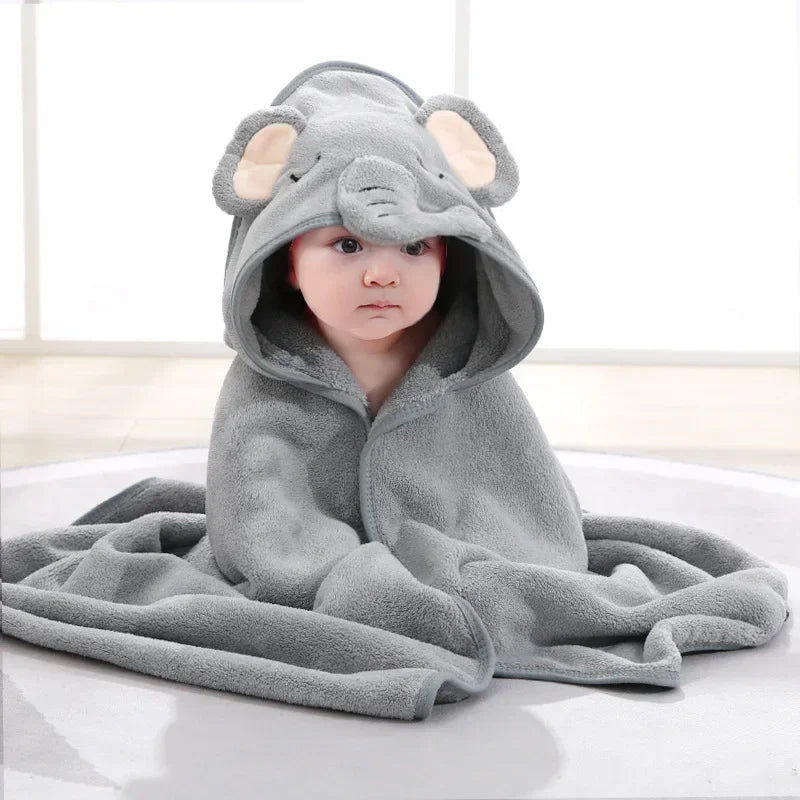 Cozy Baby Bathrobe and Towel - Soft Hooded Cartoon Coral Fleece for Boys and Girls - Pretty & Polished