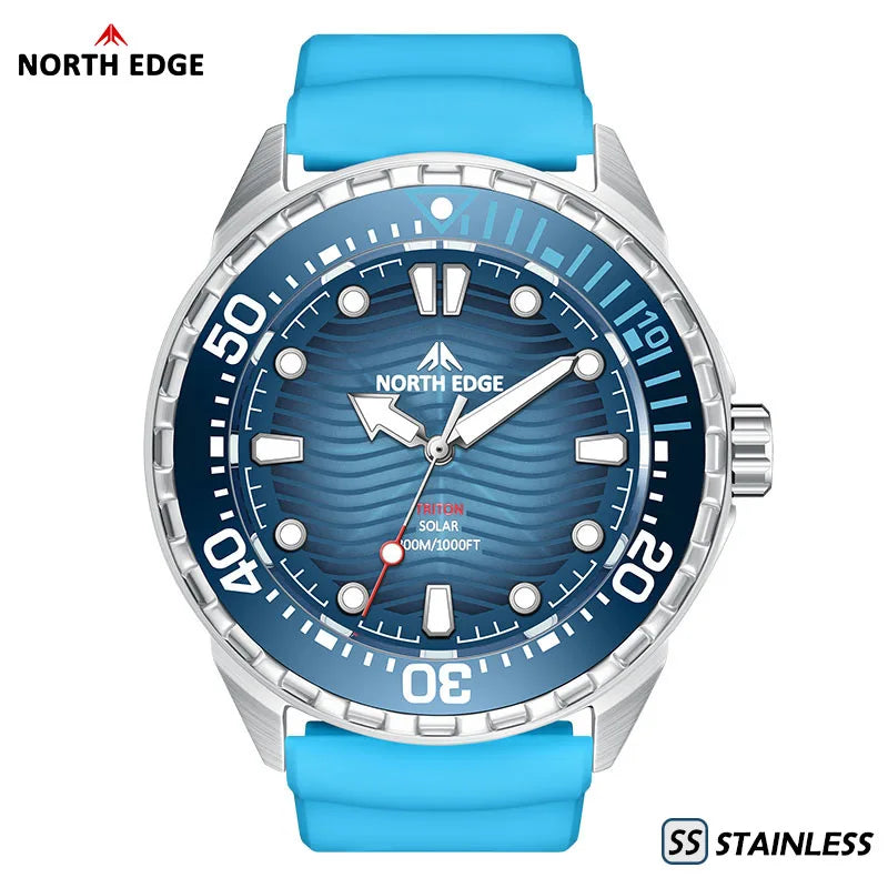 NORTH EDGE TRITON-TI Solar-Powered Titanium Diving Watch – 300M Waterproof