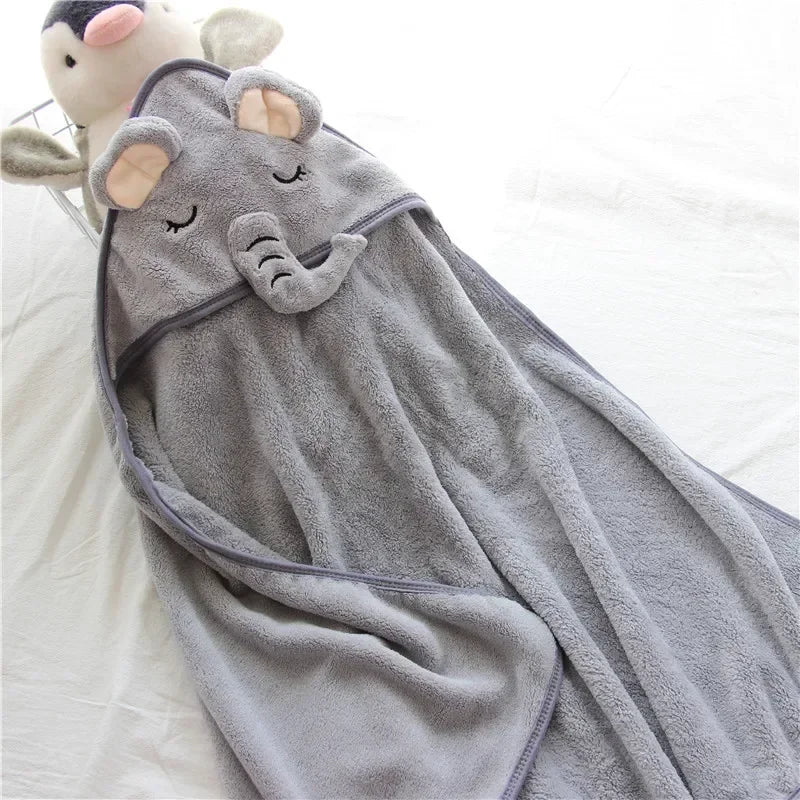 Cozy Baby Bathrobe and Towel - Soft Hooded Cartoon Coral Fleece for Boys and Girls - Pretty & Polished