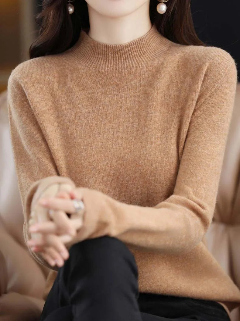 Pure Wool Half-neck Pullover In Autumn And Winter New Cashmere Sweater Women's Casual Knit Top Women's Coat 19 Colors
