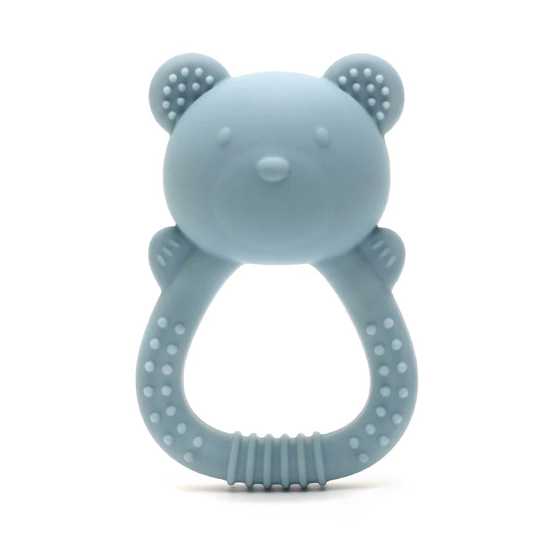 Baby Teether Toy - Cute Bear Shape with Rattle Sound - Soft Silicone, BPA-Free - Soothing Sore Gums for Newborns & Infants - Pretty & Polished