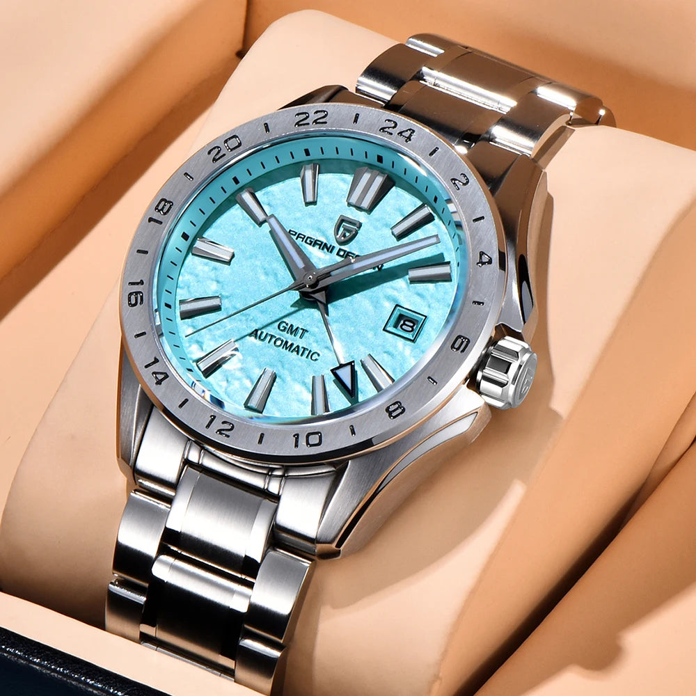 PAGANI DESIGN Men's GMT Automatic Watch – Sapphire Glass 100M Waterproof