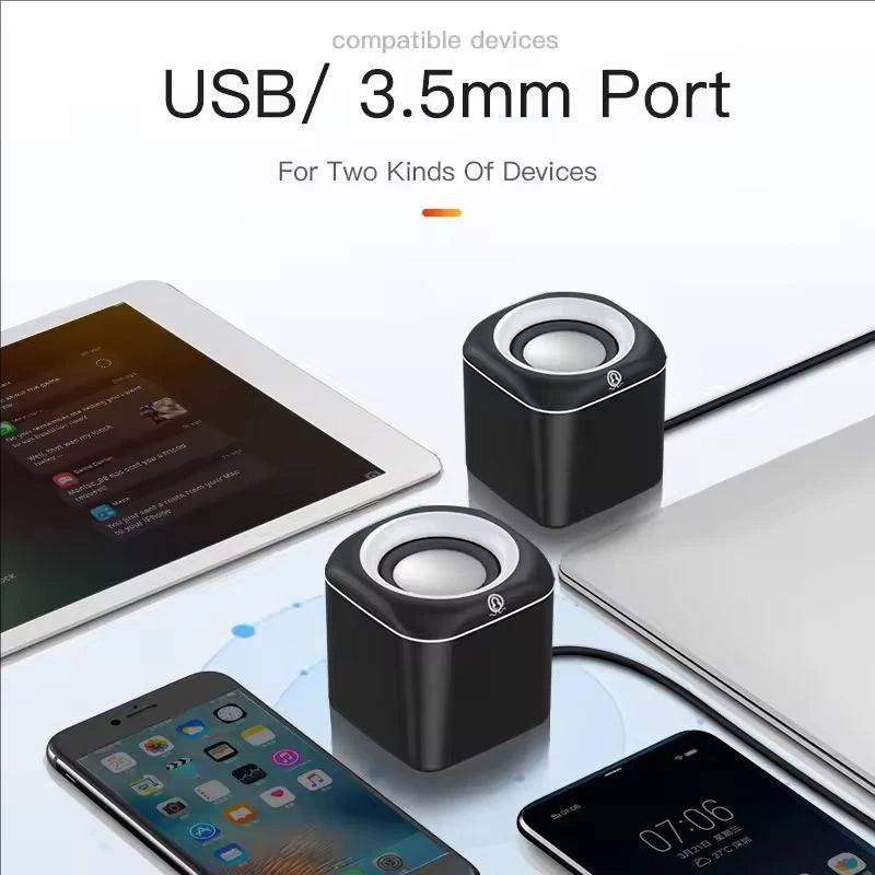 HiFi Mini Desktop USB Speakers – Stereo Surround Subwoofer for PC & Laptop