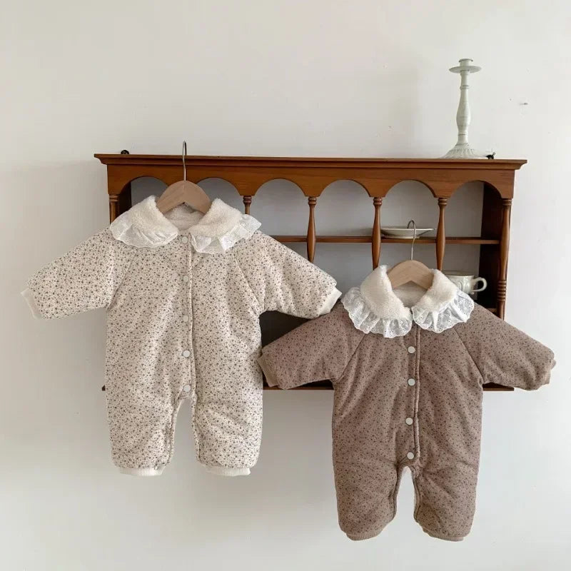 Korean Baby Cotton Jumpsuit - Cozy Floral Hooded Snuggles for Your Little One