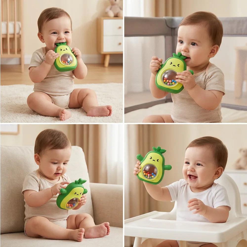BPA-Free Baby Teething Toy - Avocado Silicone Teether for Soothing and Fun - Pretty & Polished