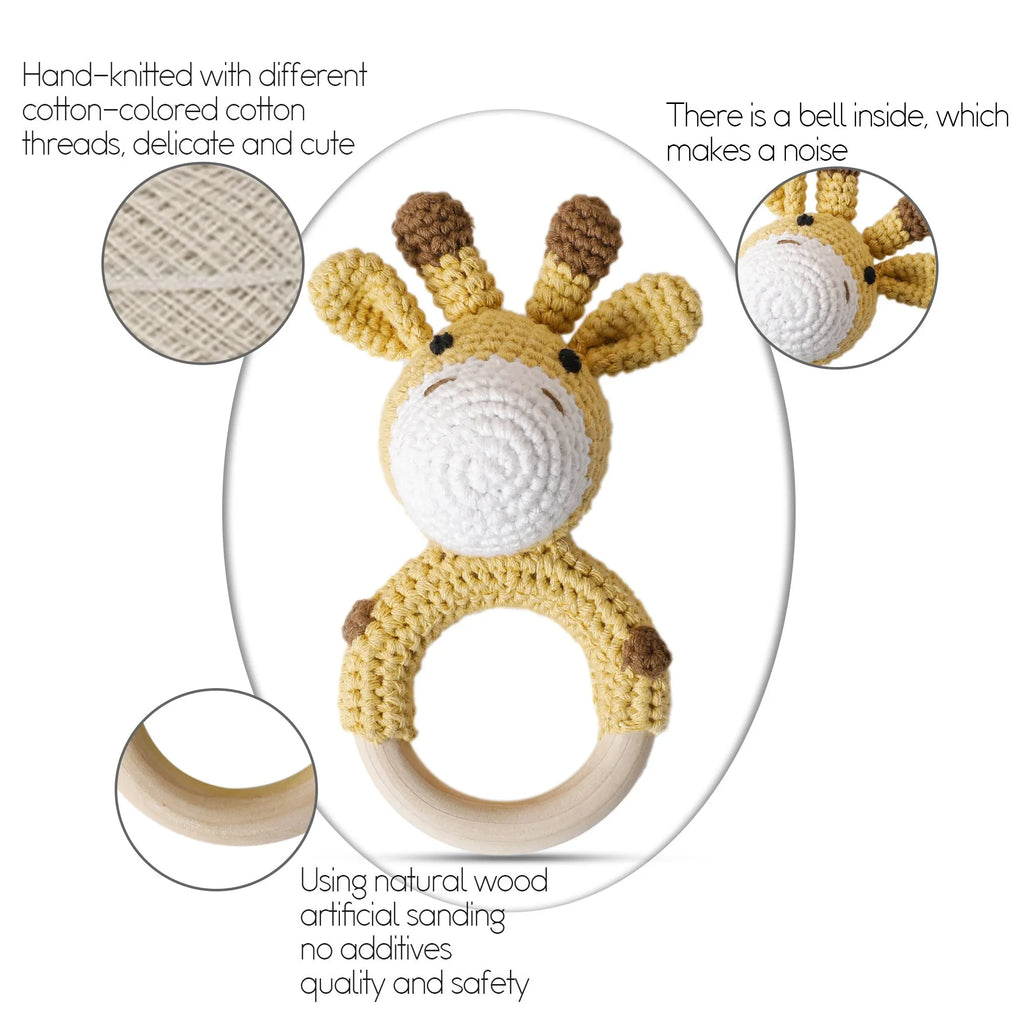 Gentle Relief: Wooden Baby Teether Rattle - Natural Comfort for Teething Tots - Pretty & Polished