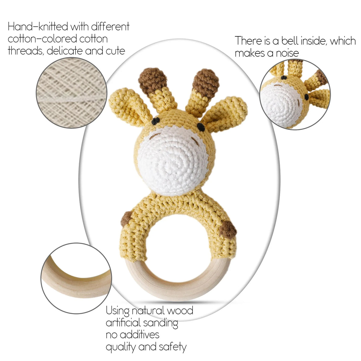 Gentle Relief: Wooden Baby Teether Rattle - Natural Comfort for Teething Tots - Pretty & Polished