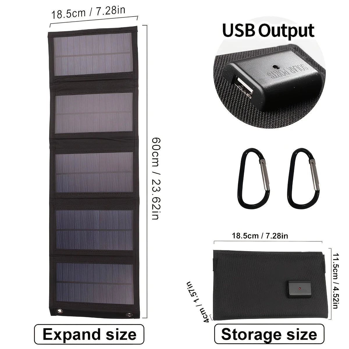 Portable Foldable Solar Panel Charger – 5-Panel USB Charging for Outdoor Travel