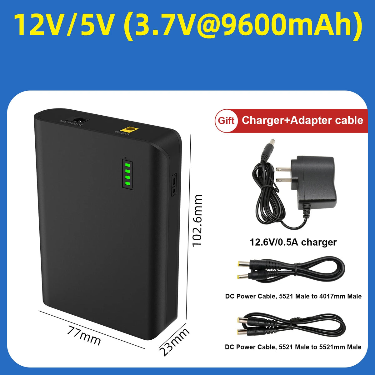 12V Portable Power Bank – 18650 Lithium Battery Pack, Small Size & Large Capacity