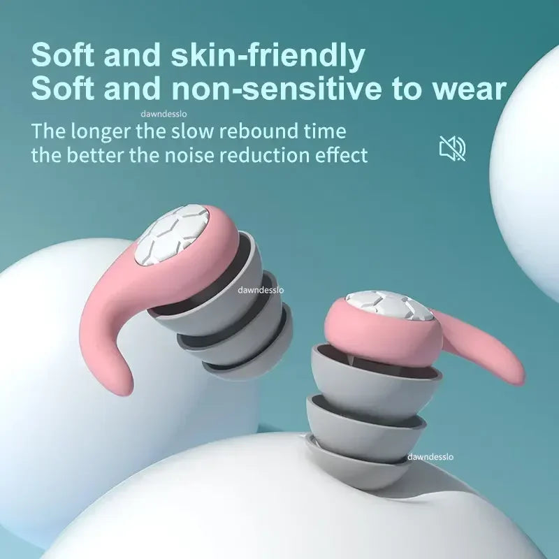 Silicone Noise Cancelling Earplugs – 3-Layer Waterproof Mute Plugs for Sleep & Swimming