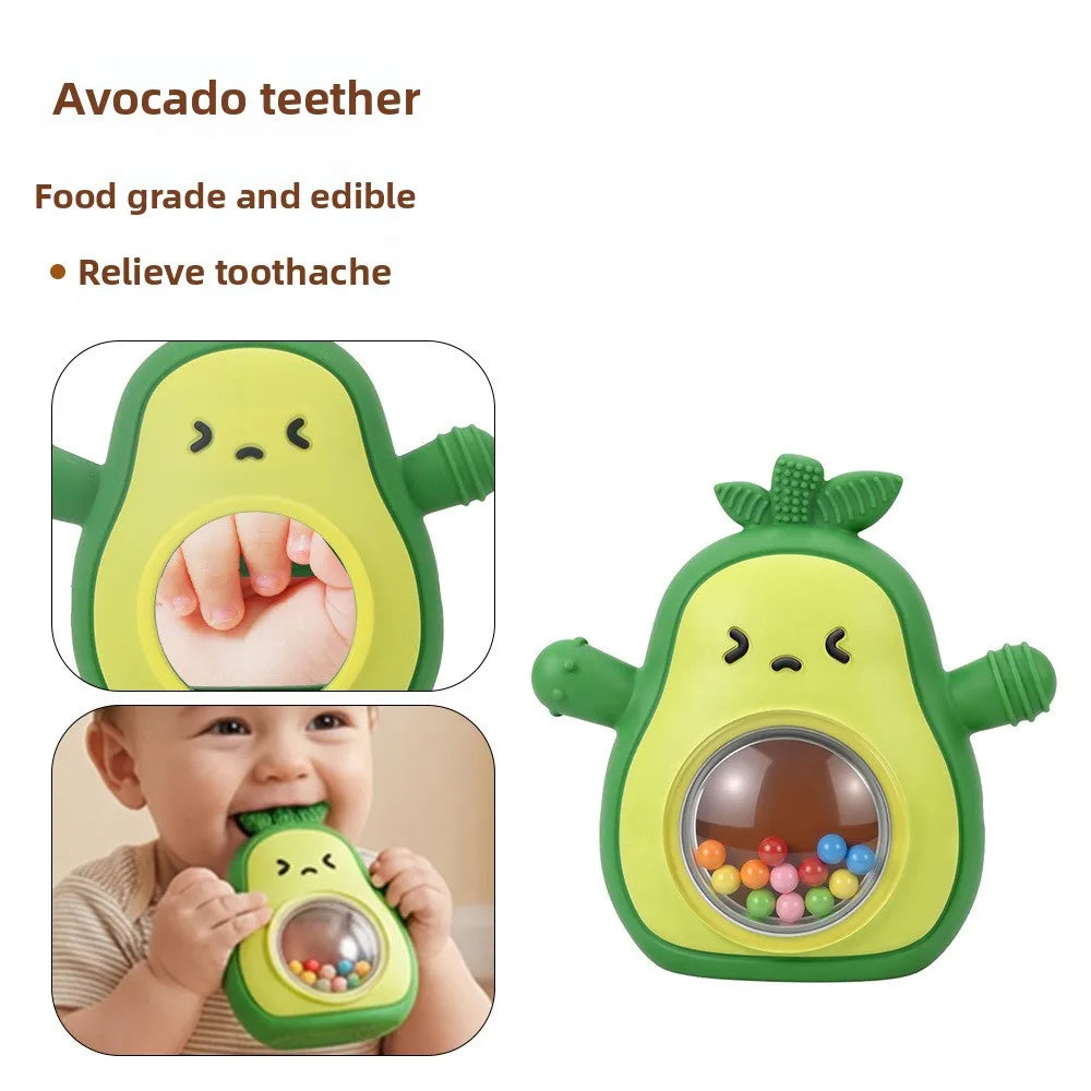 BPA-Free Baby Teething Toy - Avocado Silicone Teether for Soothing and Fun - Pretty & Polished