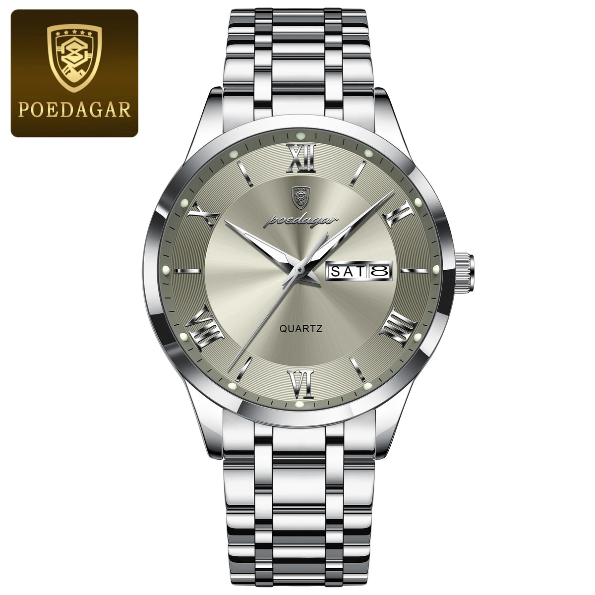 POEDAGAR Men's Luxury Sports Quartz Watch – Date & Week Display
