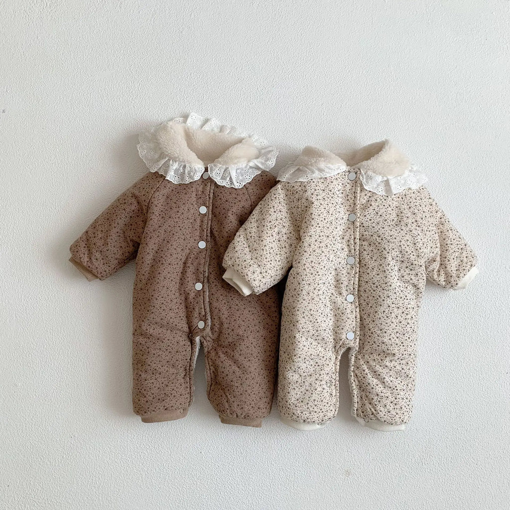 Korean Baby Cotton Jumpsuit - Cozy Floral Hooded Snuggles for Your Little One