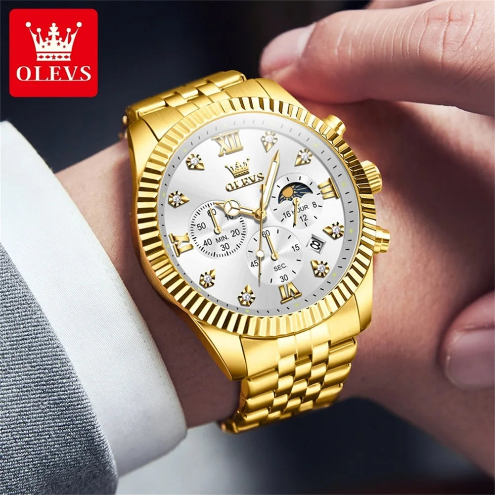 OLEVS Men's Lunar Phase Chronograph Quartz Watch
