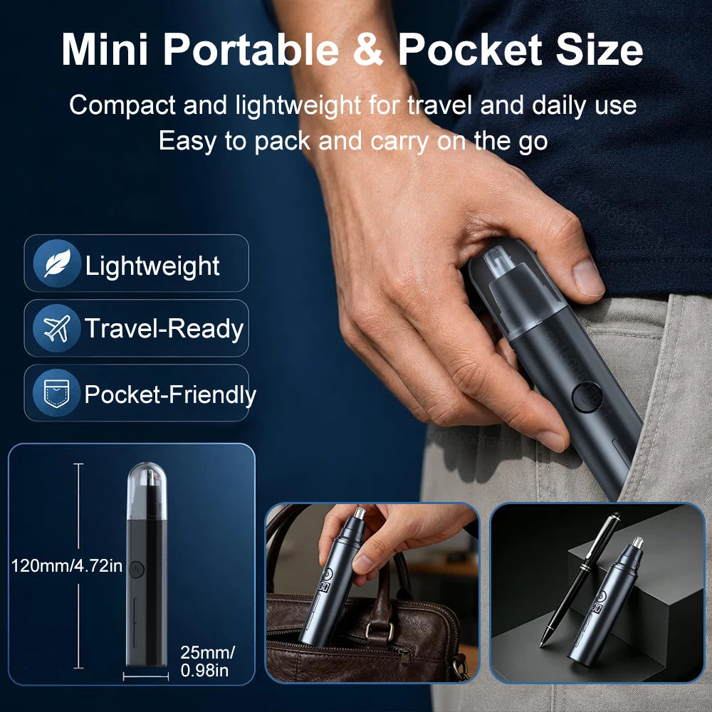 USB Rechargeable Nose & Ear Hair Trimmer – Painless Precision Grooming