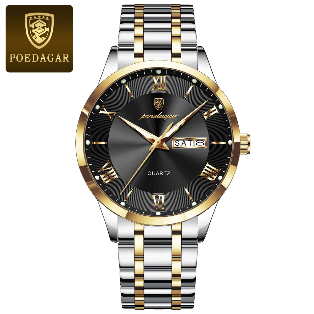 POEDAGAR Men's Luxury Sports Quartz Watch – Date & Week Display
