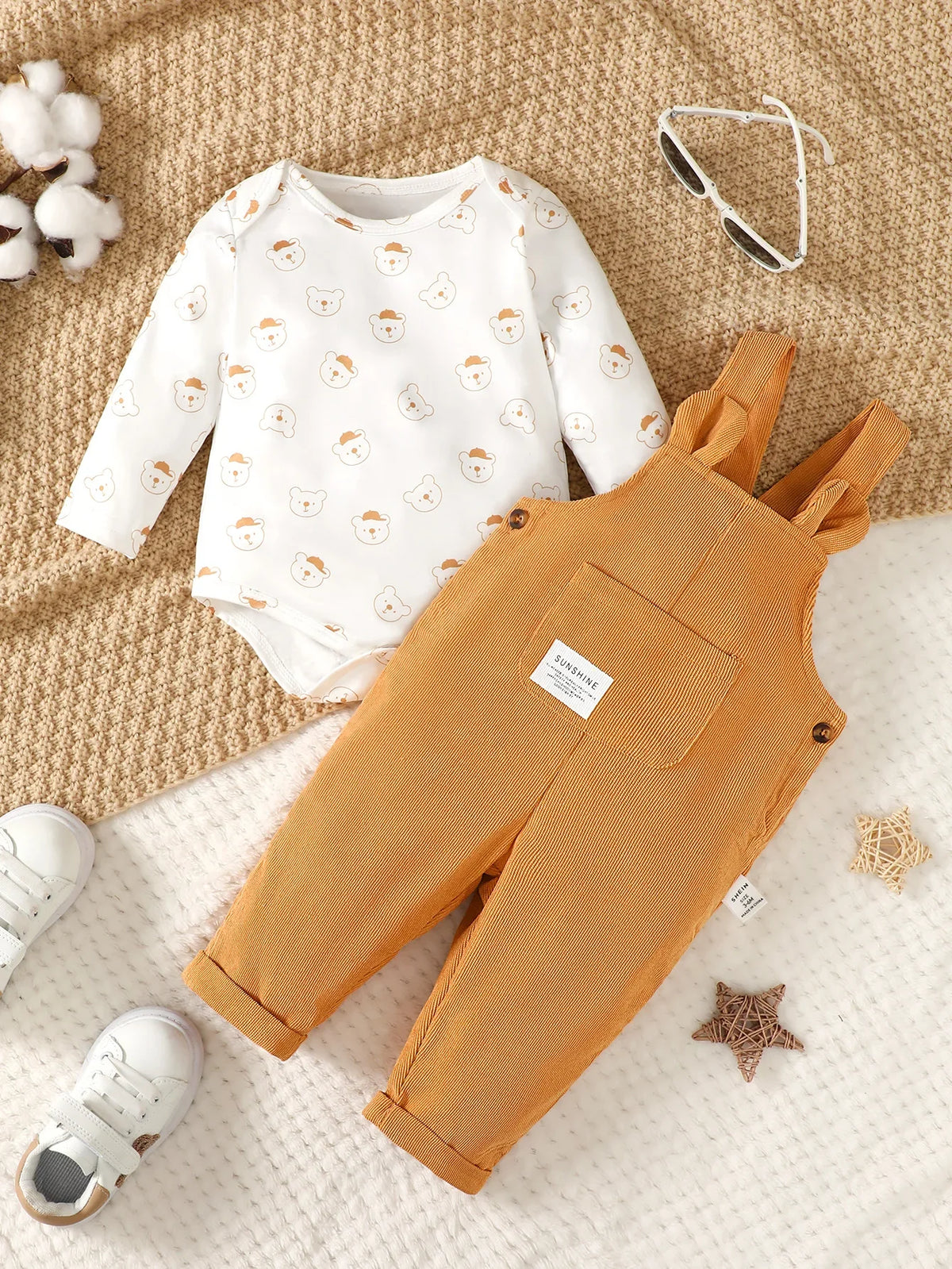 Adorable Toddler Bear Print Clothing Set: Perfect for Your Little One's Autumn and Winter Adventures