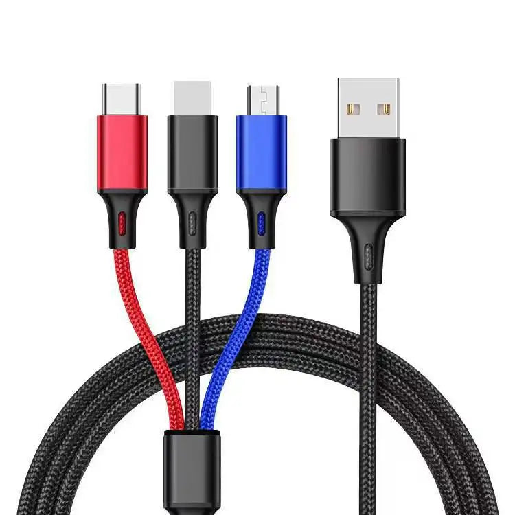 120W Fast Charging Multi Cable – Nylon Braided USB for iOS, Android & USB-C