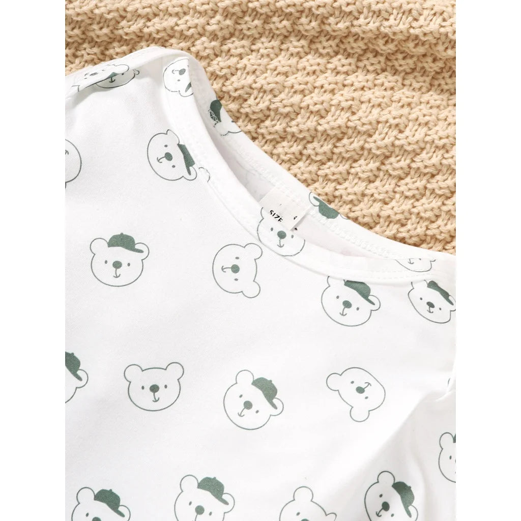 Adorable Toddler Bear Print Clothing Set: Perfect for Your Little One's Autumn and Winter Adventures