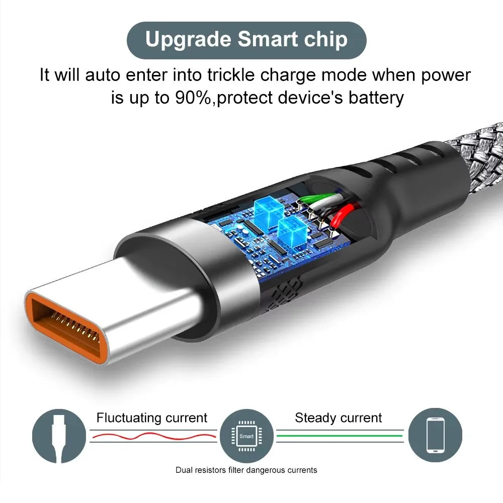 5A Super Charging USB-C Cable – 1M to 8M for Huawei, Xiaomi, Vivo & More