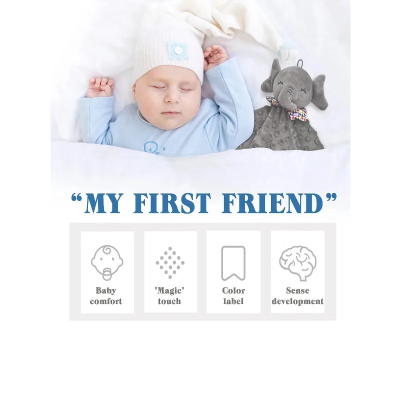 Elephant Baby Comforter Blanket Soft Appease Towel Baby Rattle Animals Toys Soothe Reassure Sleeping Towel Lathe HangingToddler - Pretty & Polished