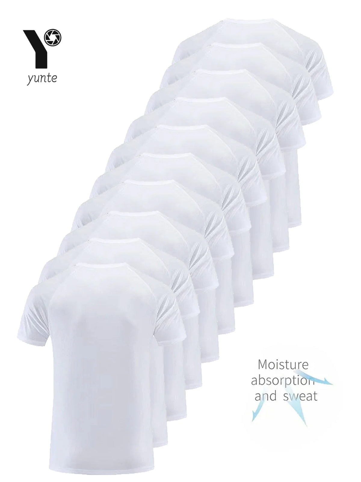 Crew T-Shirt10Pcs White Ultralight Men Quick Dry Breathable Sweat Shirt for Fitness Gym Running Light Plaid Quick Dry Short Sleeves