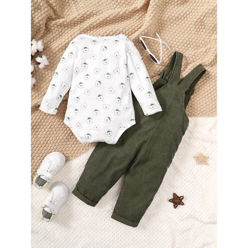 Adorable Toddler Bear Print Clothing Set: Perfect for Your Little One's Autumn and Winter Adventures