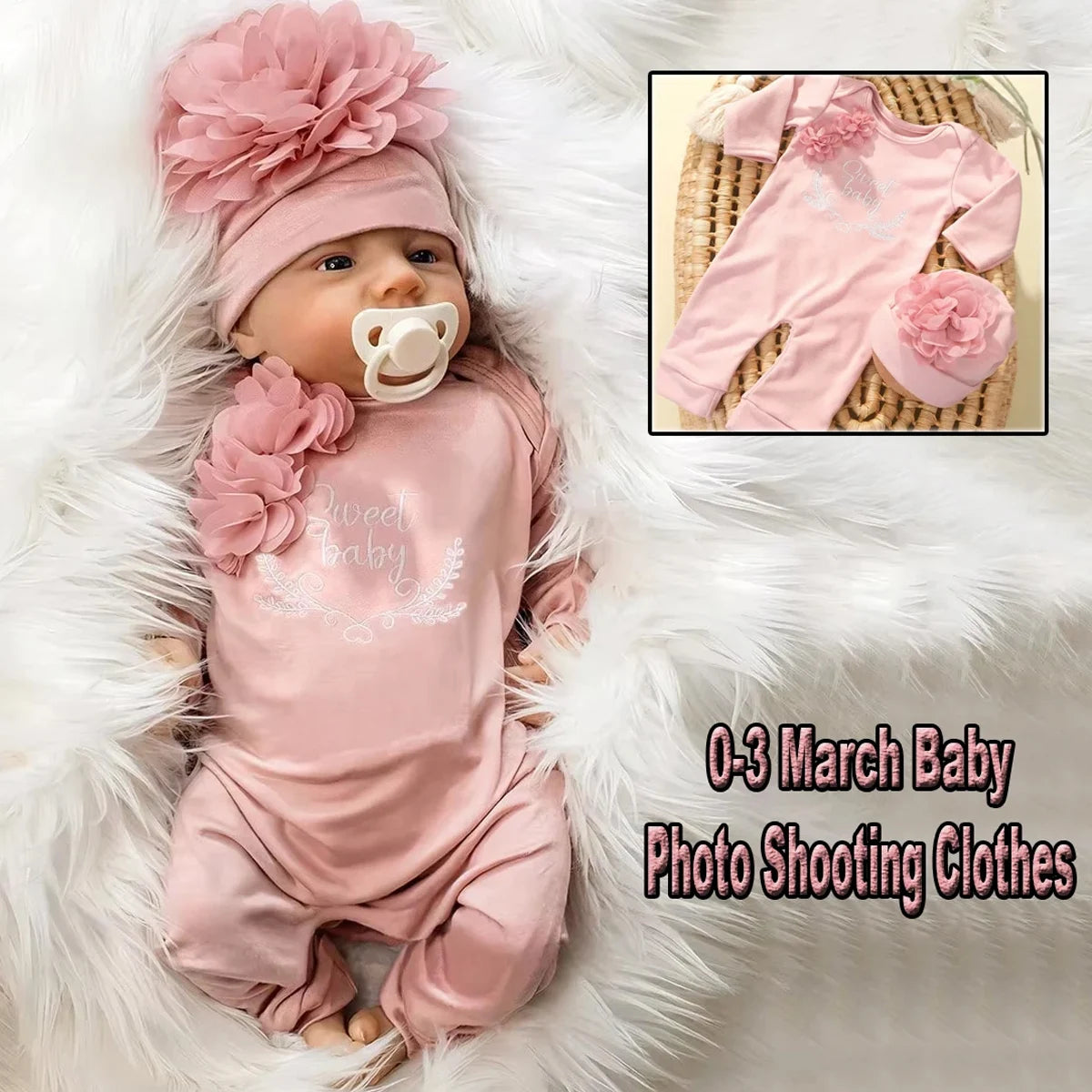 Charming Newborn Floral Cotton Rompers with Matching Hat - Perfect 2-Piece Set for Your Little Princess